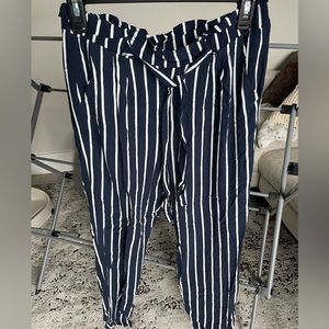 Blue and white striped pants
